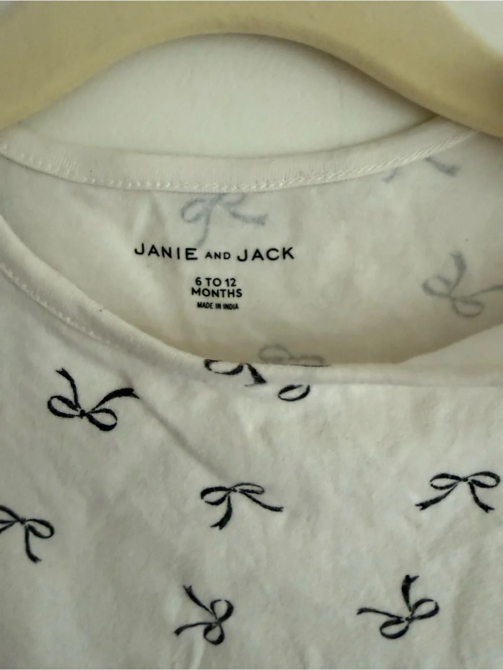 6-12m Janie and Jack White Bow-Print Long Sleeve Cotton Onesie